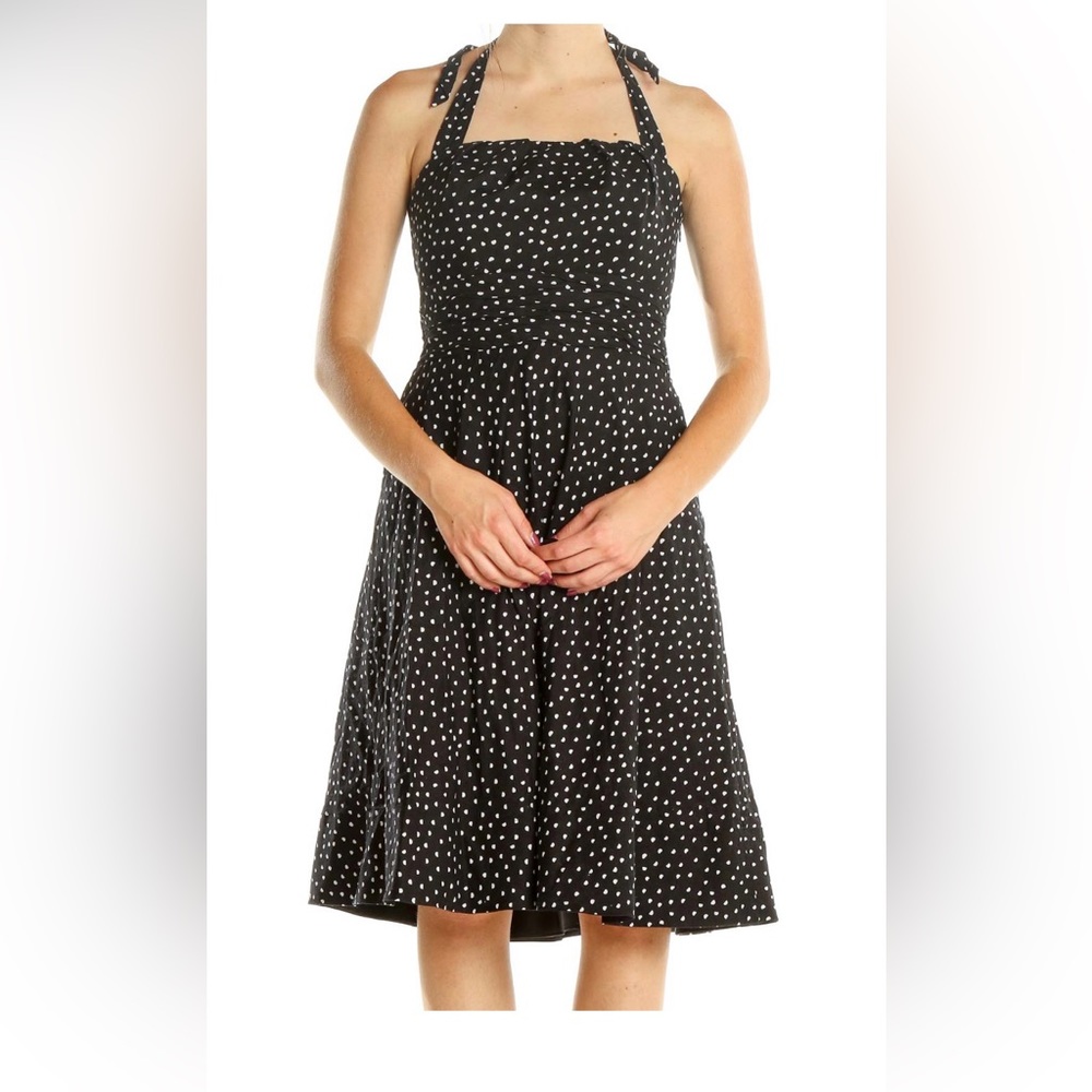 White House Black Market Black Polka Dot Halter/Strapless Fit & Flare Dress